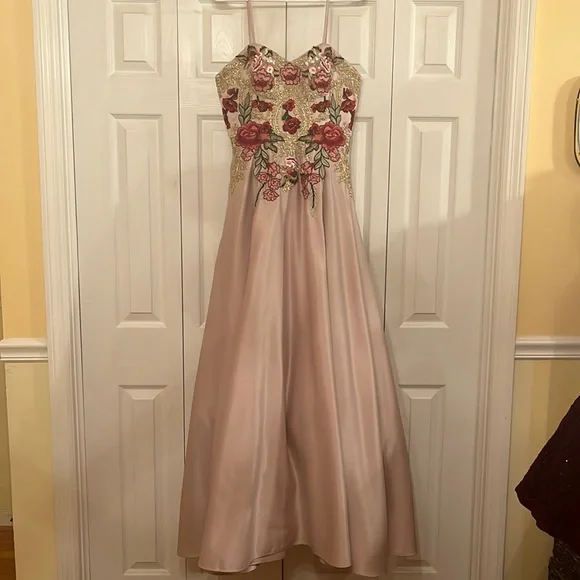 Blondie Nites | Dresses | A Pink Fit And Flare Prom Dress With A Corset  Back And Optional Spaghetti Straps | Poshmark